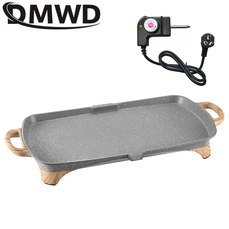 DMWD Household Electric Barbecue Grill Korean smokeless Baking Machine Non-stick coating Teppanyaki Plate Steak Roaster Picnic 2