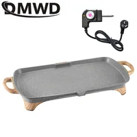 DMWD Household Electric Barbecue Grill Korean smokeless Baking Machine Non-stick coating Teppanyaki Plate Steak Roaster Picnic 2