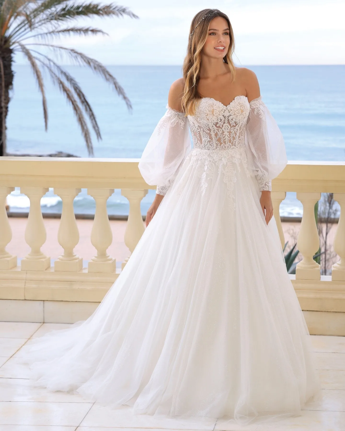 

Romantic A Line Wedding Dresses for Bride Lace Appliqued Bridal Gowns with Detachable Sleeves Sexy Sweetheart Vestidos De Mariee