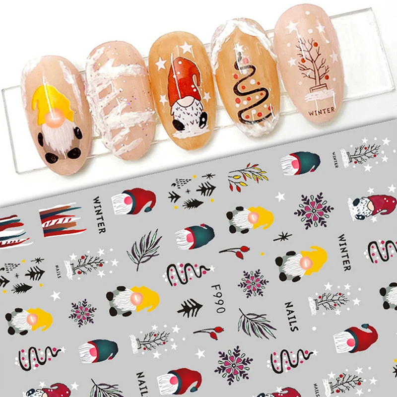

1PC 3D Cartoon Cute Christmas Themed Nail Childlike Stickers Elk Snowflake Series Nail Art Christmas Design Manicure Decal