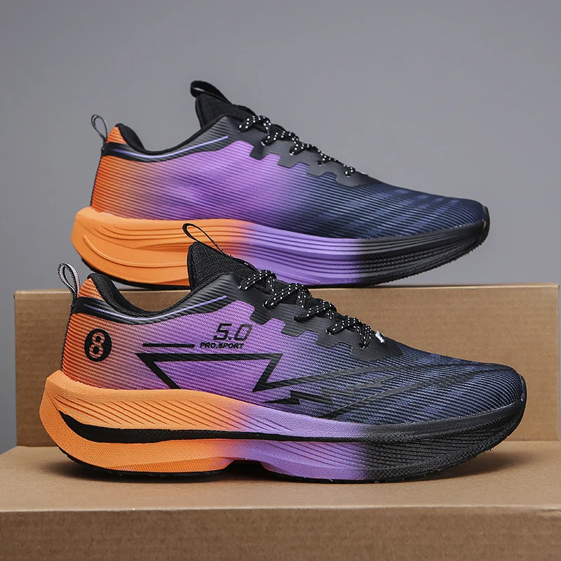 Men's Universal Lightweight Breathable Running Shoes - Full Carbon Plate Technology, Low-Top Mesh Design Suitable for Marathon, Sprint and Casual Wear - Spring and Summer Sneakers, Flexible Rubber Sole