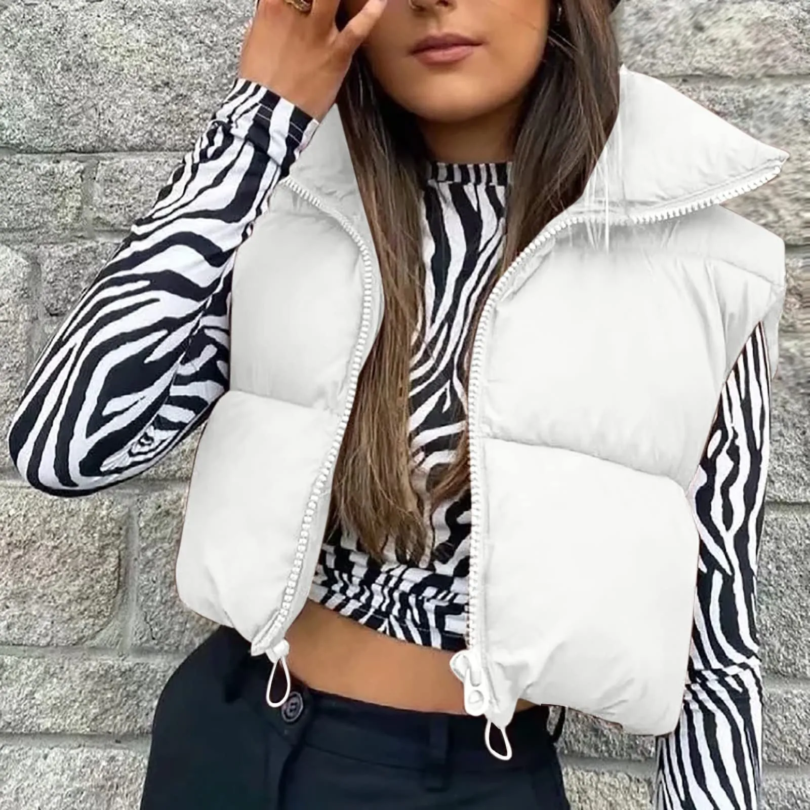 Piumino Senza Cappuccio Gilet Trapuntato Donna Senza Cappuccio