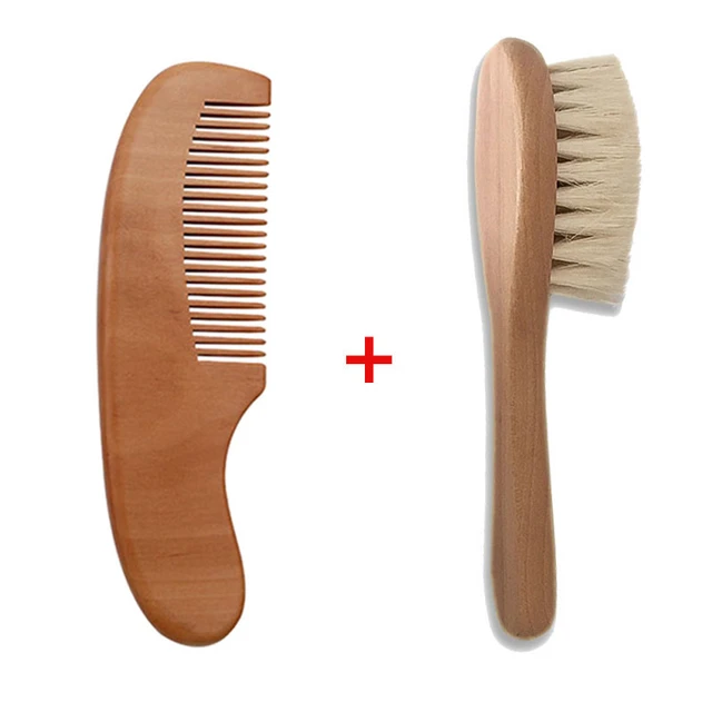  Cepillo de pelo de madera para bebé con mango Peine de pelo de  bebé Kits de baño Peine para bebé recién nacido Peine de madera portátil  Champú para bebé Masaje Blanco