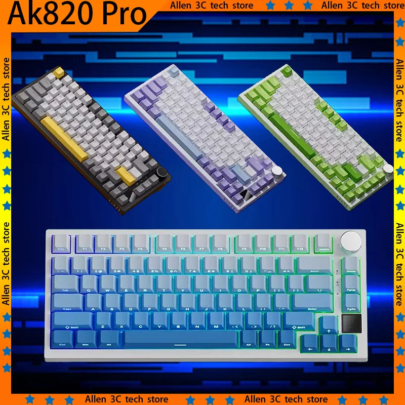 

Ajazz Ak820 Pro Mechanical Keyboard Wireless Bluetooth Wired Three-Mode RGB Multifunctional Knob Hot Swap USB PC Gaming Keyboard