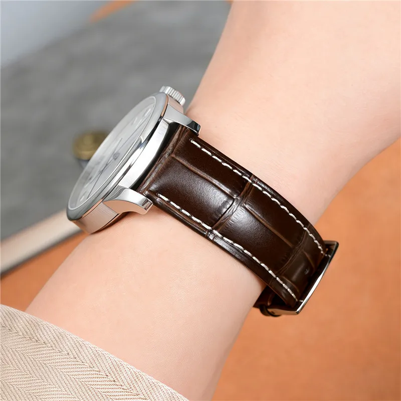 Premium Genuine Leather Watch Strap - Quality Cowhide for Universal Replacement, Men & Women