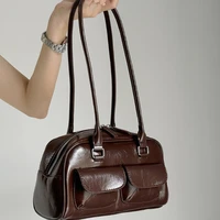 Sac à main de Bowling marron de grande capacité pour femmes, sac à bandoulière rétro Style coréen INS automne hiver, nouveau sac tendance 2025 3