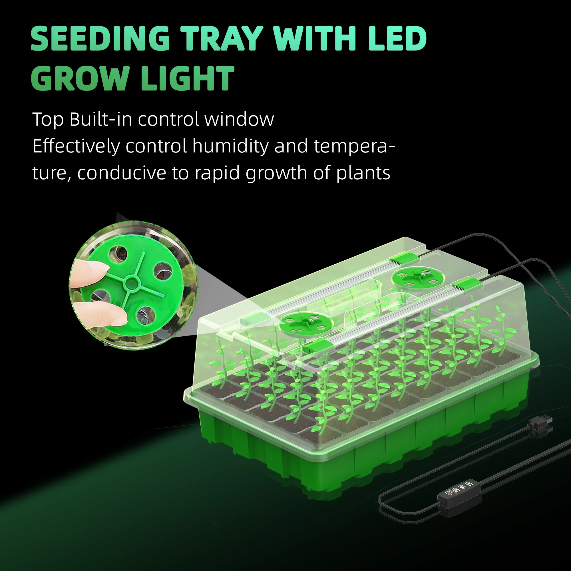 Enhanced Seed Starter Kit with Grow Light and 40-Cell Tray