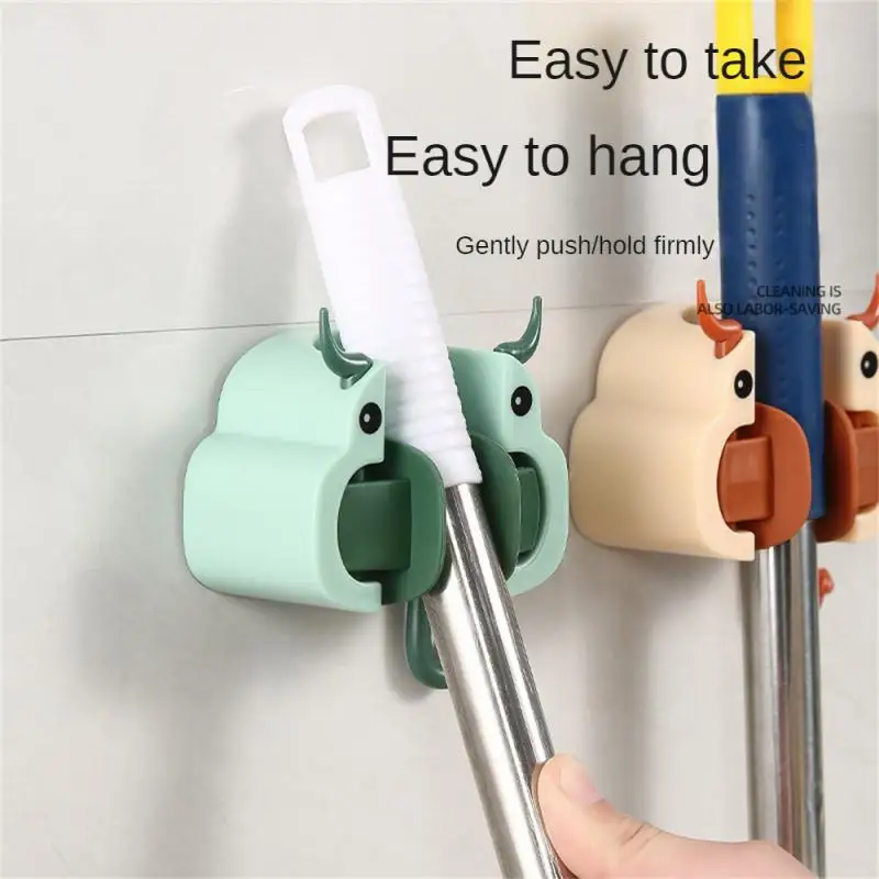 

Cute Strong Bearing Capacity Mop Clip Storage Folder Multifunction Wall-mounted Water Proof Household Paste No Punching Hook Up