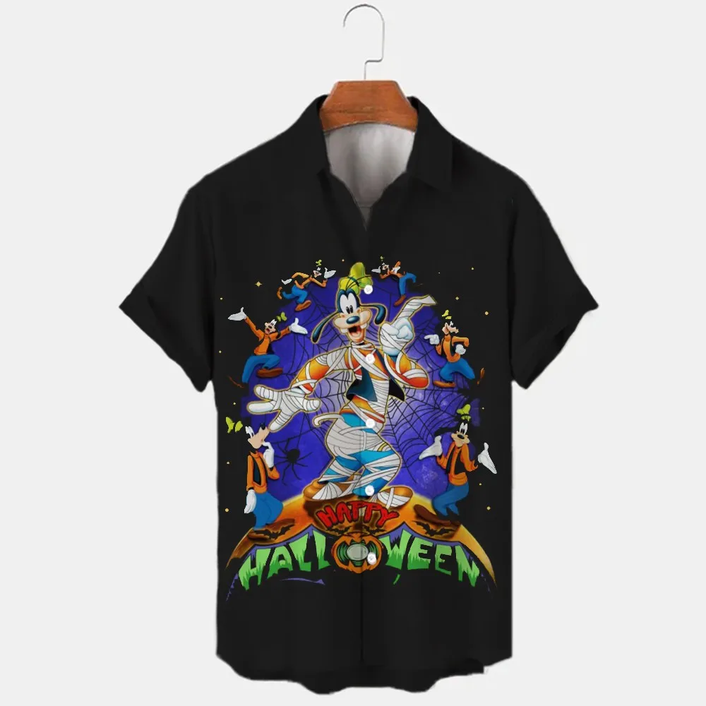 Summer Miniso Printed Short Sleeve Street Shirts Women's Party Wear Boys Girls Y2k Street Tops Disney Halloween Mickey Minnie