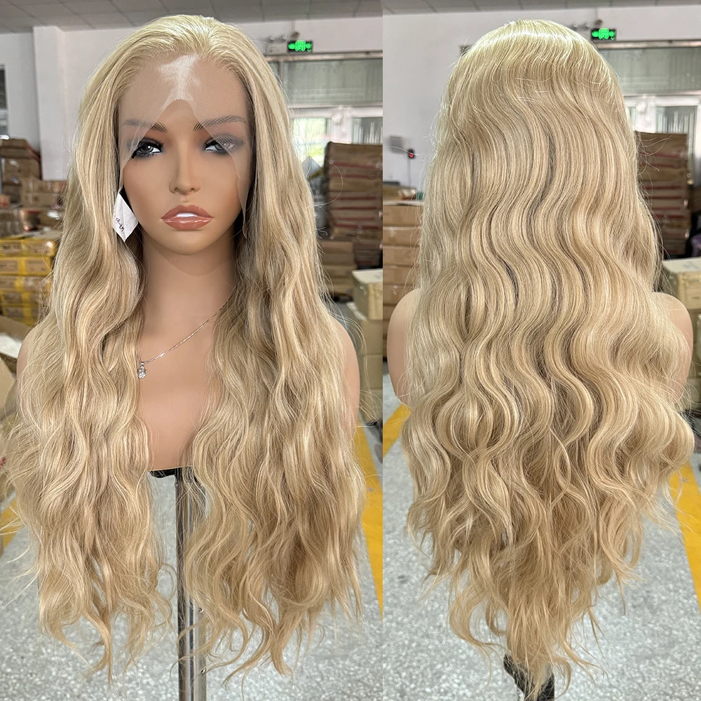613 Mix Blonde Synthetic Lace Front Wig Long Body Wave Hair Lace Wigs For Women Ready To Wear Cosplay Blonde Wig Frontal Party lace front wig lace wigs womens synthetic wigs synthetic wigs