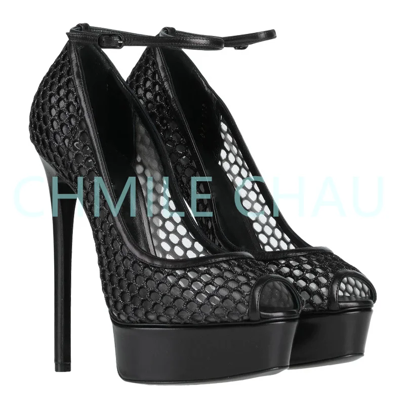 

Elegant Luxury Designer Women Pumps Stiletto High Heel Peep Toe Sandal Ankle Strap Fetish Banquet Plus Size Lady Shoe 22-CHC-30