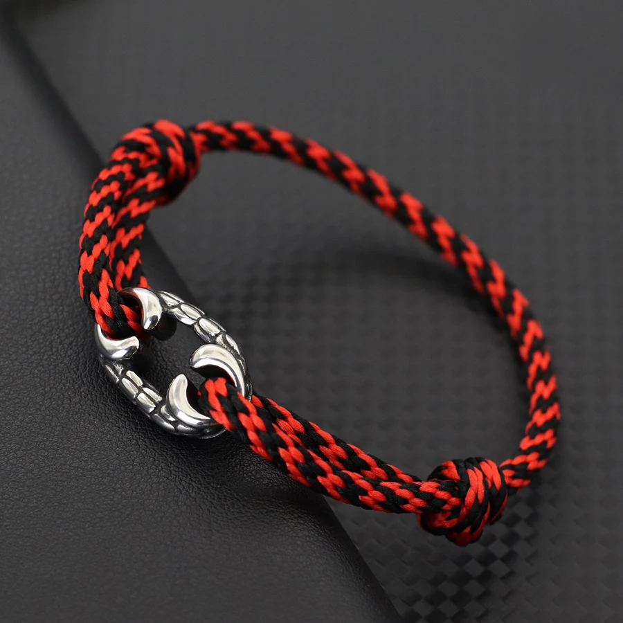 Men Adjustable Nautical String Bracelet Stainless Steel Cycling