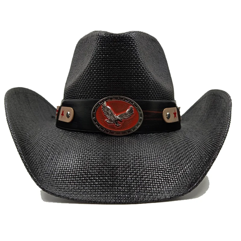 Schwarzer Cowboyhut mit silbernem Rand für Sommer, Outdoor, Reisen, Stern-Cowboyhut für Männer und Frauen, Retro-Gentleman-Dame, Sombrero Vaquero – Detail 7