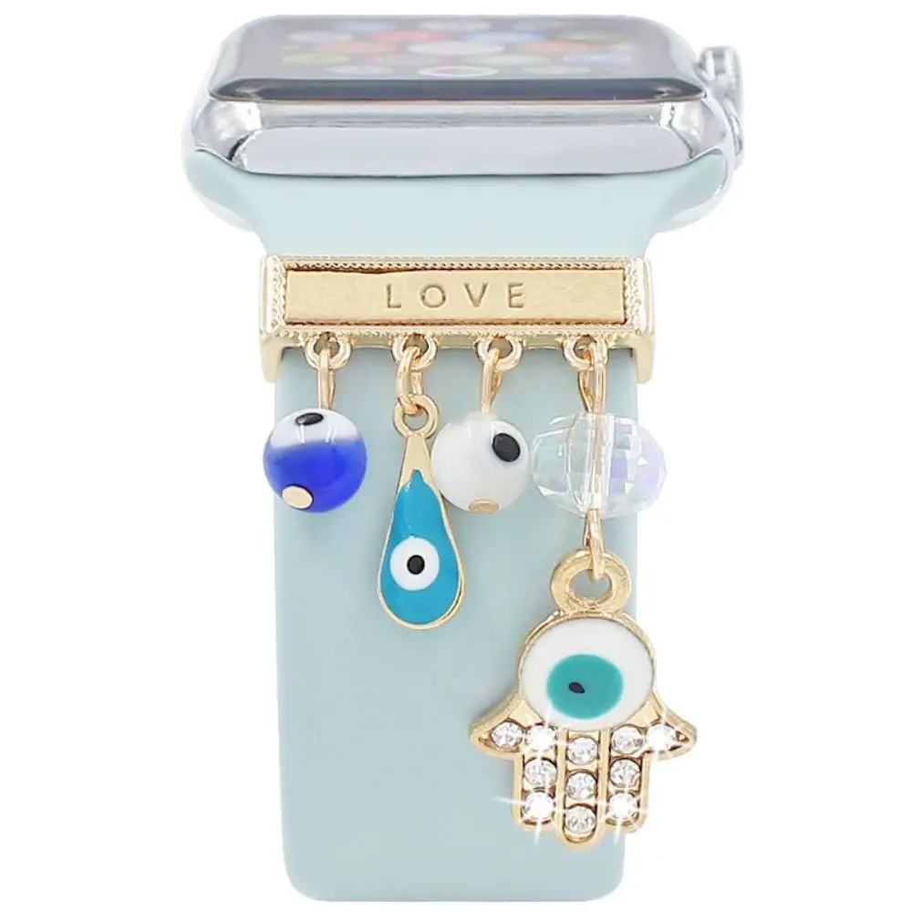 Metal Charms Diamond Decorative Ring Creative Smart Watch Silicone Strap Accessories for Apple Watch Band