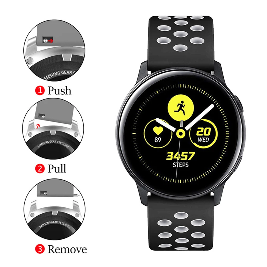 

20MM 22MM Hollow Out SIlicone Design Strap for Galaxy Watch 4 classic 46 42mm Sports Strap for Samsung Watch 4 44 40mm Gear S3