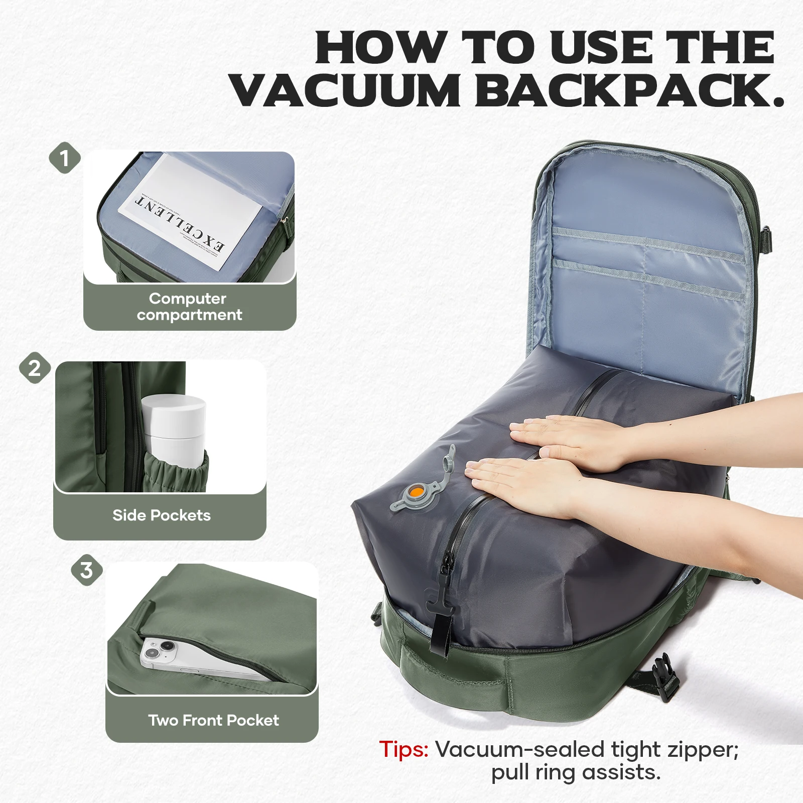 Hand Luggage Ryanair 40x30x20 wizz air Cabin Bag Men Air Vacuum Compression Backpack Laptop Backpack,Vacuum Clothing Storage Bag