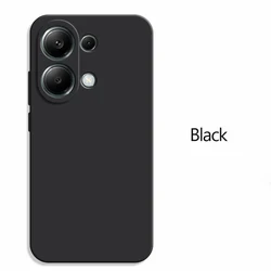 Luxury Square Liquid Silicone Soft Phone Case Cover for Redmi Note 13 Pro 4G (Black)