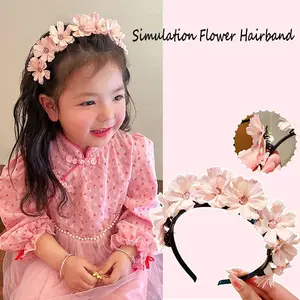 Simulation Flower Hairband for Kids Ethnic Style Flower Headband Headdress Girls Silk Flower Hair Hoop Floral Hair Accessories
