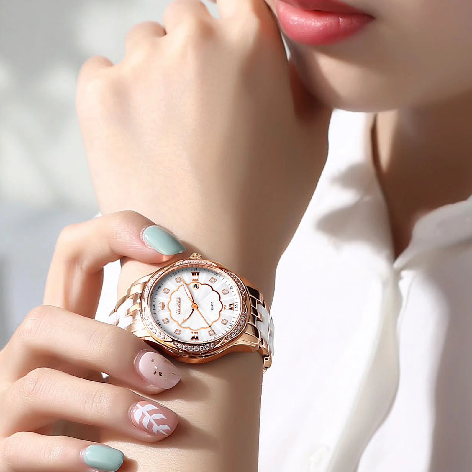 OLEVS Original Women Watch Ceramics Strap Waterproof Luxury Brand Wristwatch Fashion Elegant Ladies Bracelet Watches Reloj Mujer