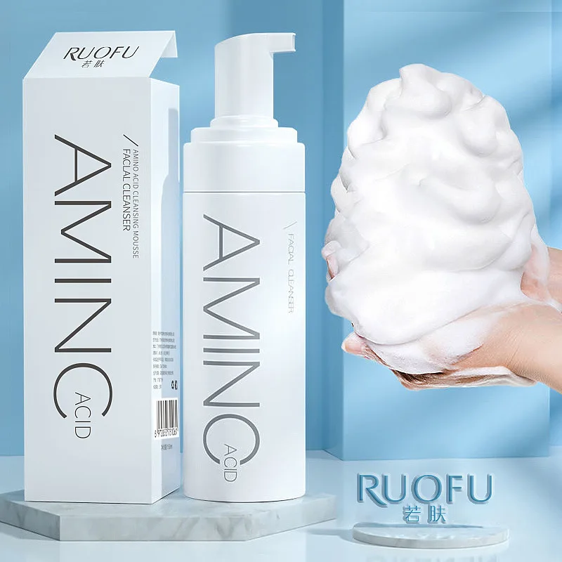 

RUOFU Face Wash Mousse Amino Acid Exfoliating Cleanser Purifying Clay for Oily Skin Blackhead Remover Clogged Pore Control 150ml