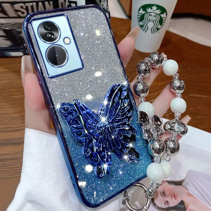 3D Butterfly Glitter Bracelet Phone Case Holder