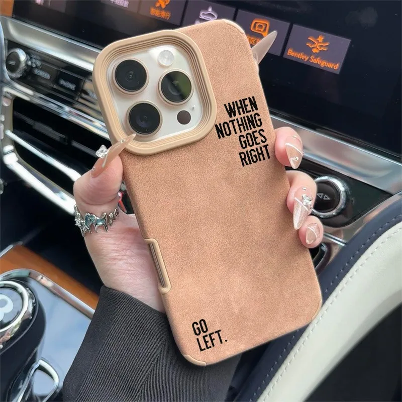Elegant Faux Leather Textured Phone Case with Minimalist Letter Design
