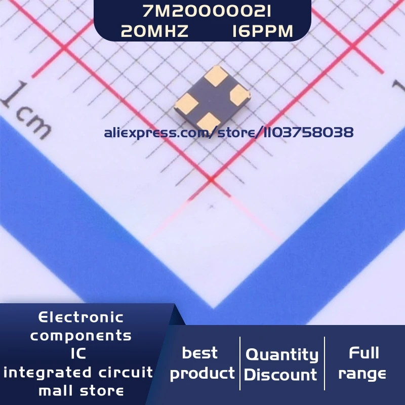 50개/묶음 7M20000021 20MHz 16pF ±10ppm 3225 4P 크리스탈 발진기 공진기 4-SMD 재고 있음