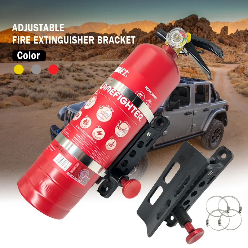 Adjustable Roll Bar Fire Extinguisher Mount Holder fit for TJ JK JKU JL UTV Polaris RZR Ranger Camper Van - 1