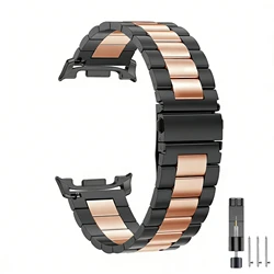 Premium Stainless Steel Bracelet for Smartwatch - Elegant Metal Strap (Black Rose Gold)
