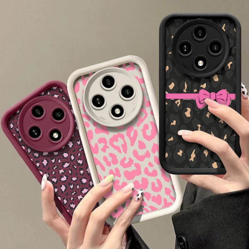 Elegant Full Screen Pink Leopard Print Phone Case - Soft Silicone Cover