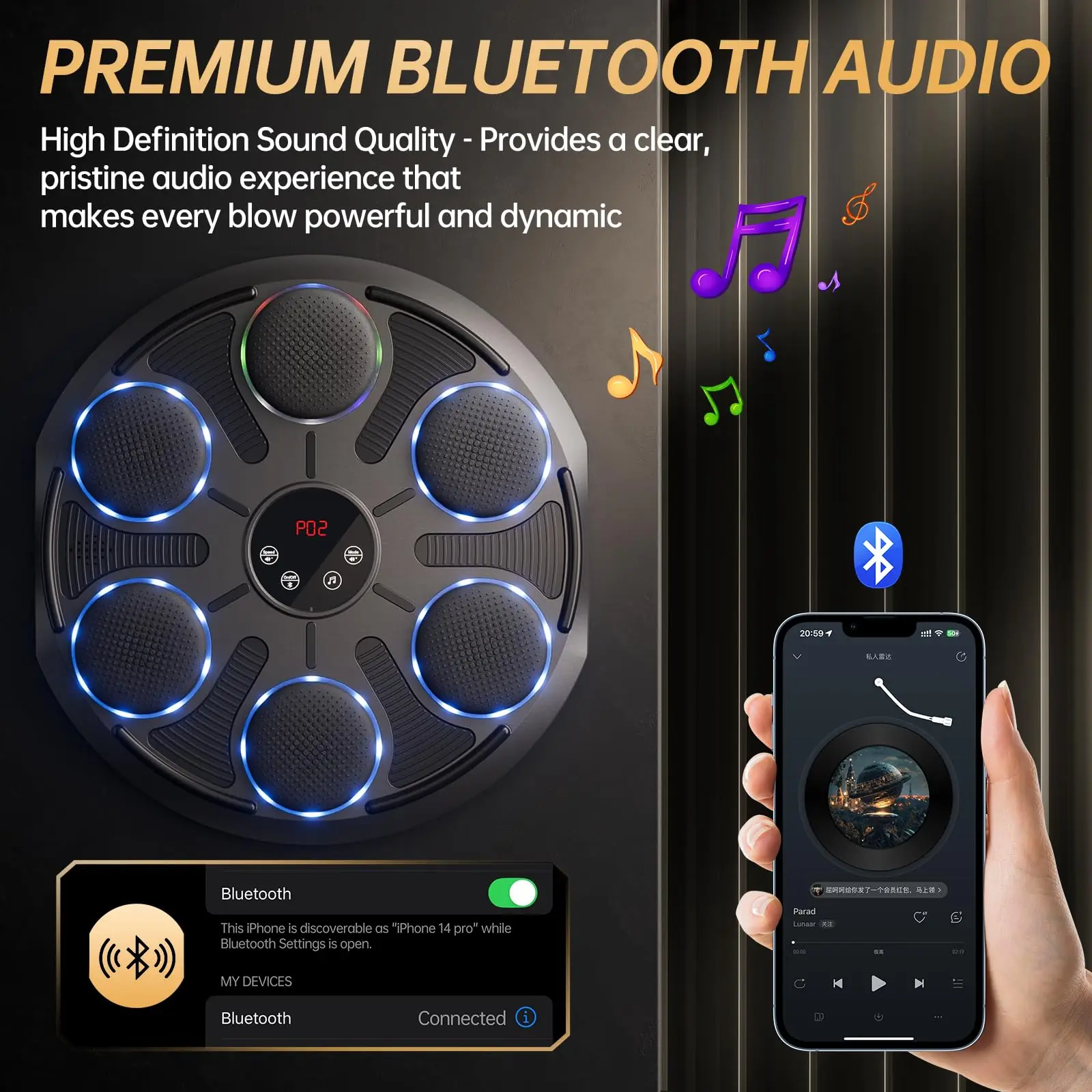 New Music Boxing Machine Bluetooth Adult Electronic Wall Target HookPunch Equipment Target Wall Mounted Gym Home Equipment