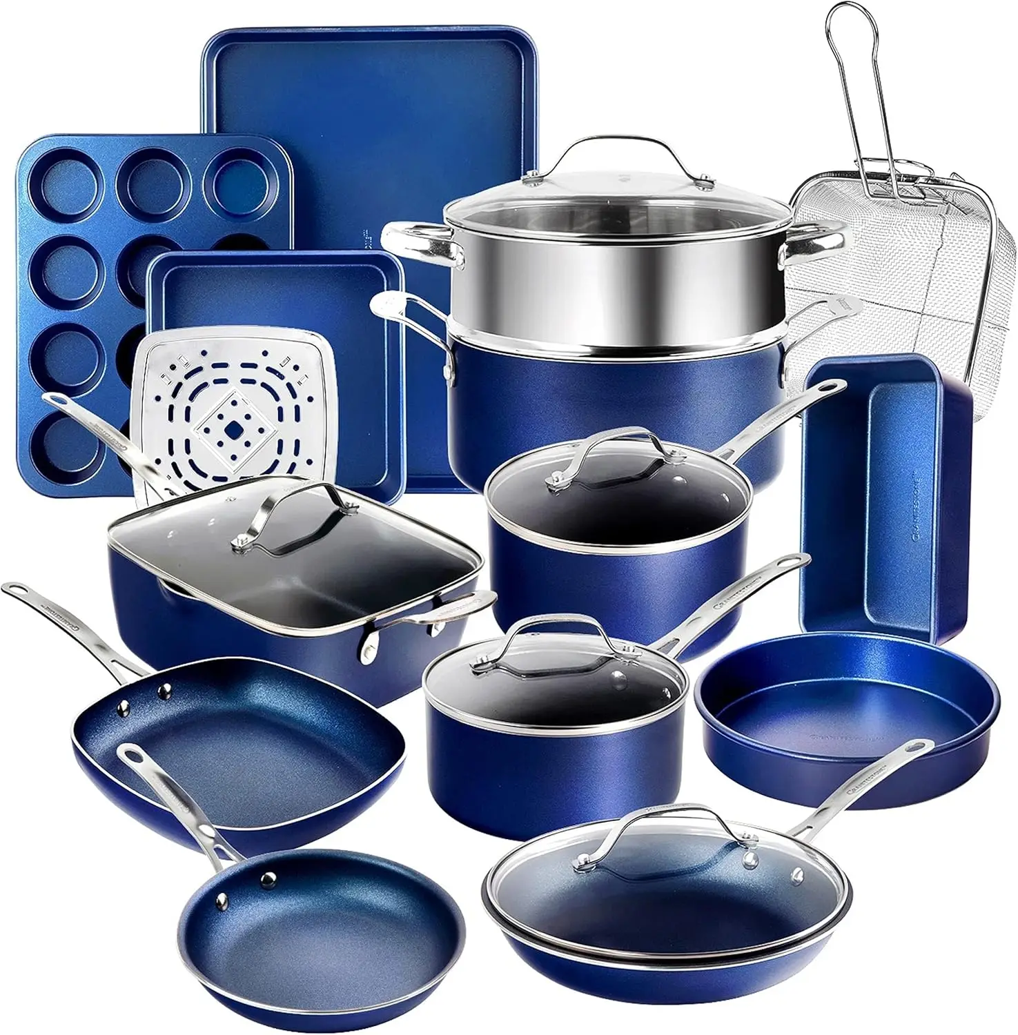 20 Pc Kitchen Pots and Pans Set Non Stick Cookware Set, Kitchen Cookware Sets, Granite Nonstick Set, Diamond Coated