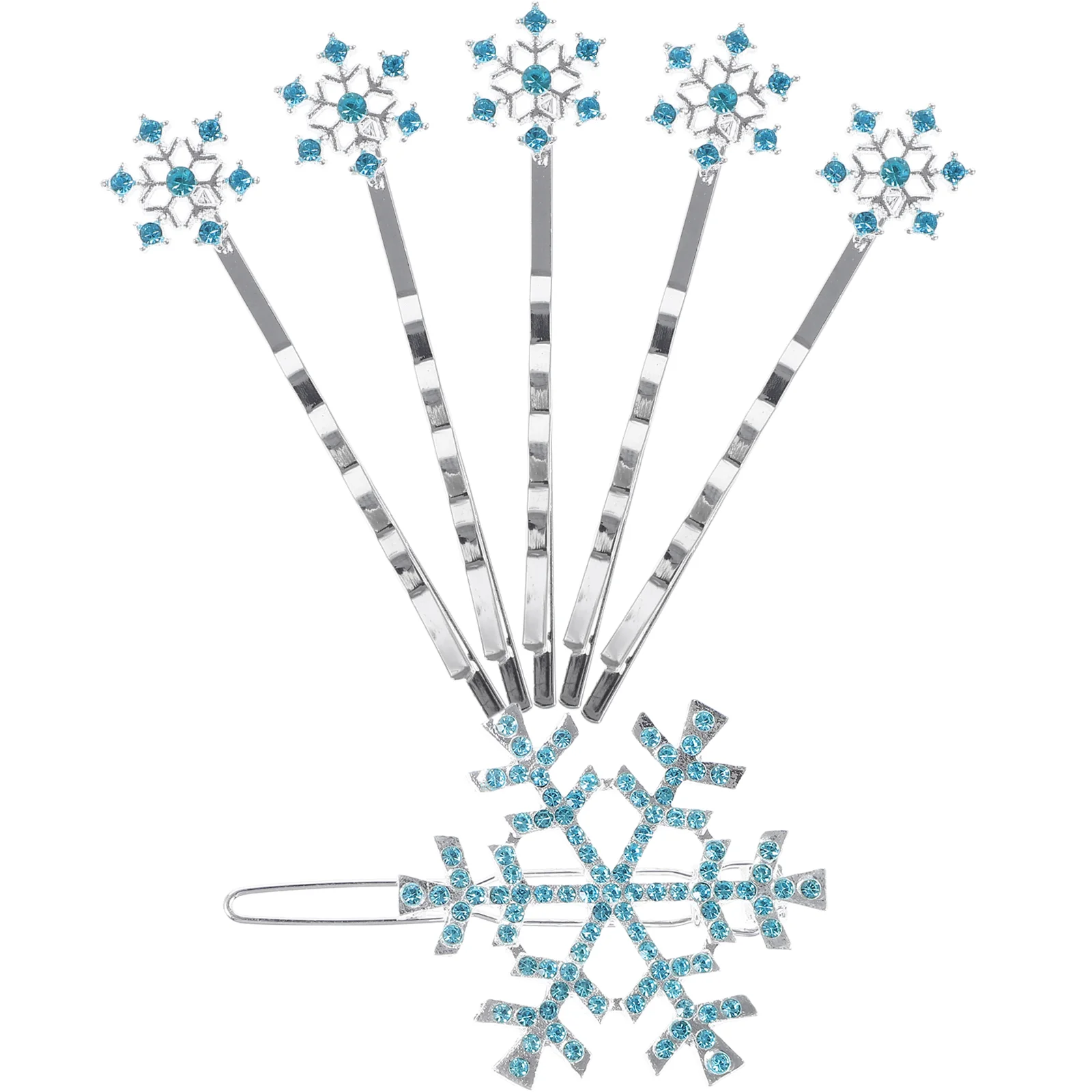 

6pcs Snowflake Hair Clips Creative Snowflake Alloy Shiny Hair Xmas Hair Accessories for Children Christmas Decoration ( 5 Blue