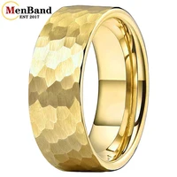 MenBand 6/8mm Hammered Tungsten Rings for Men Women Fashion Engagement Wedding Bands Pipe Cut Matte Finish Comfort Fit