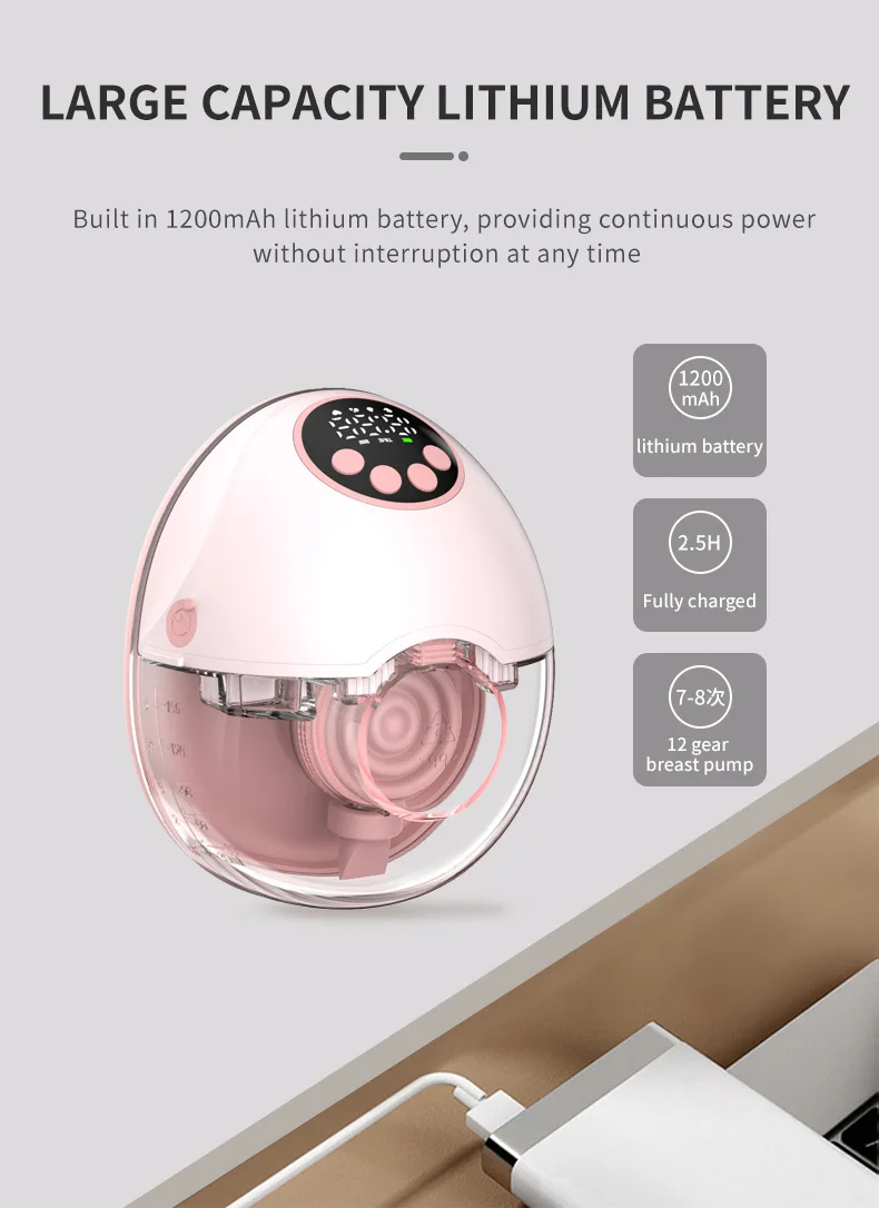 Wireless Electric breastmilk Pump Handsfree BPA Free With Milk Level Monitoring Function Silent Intelligent Upgrade Breast Pump