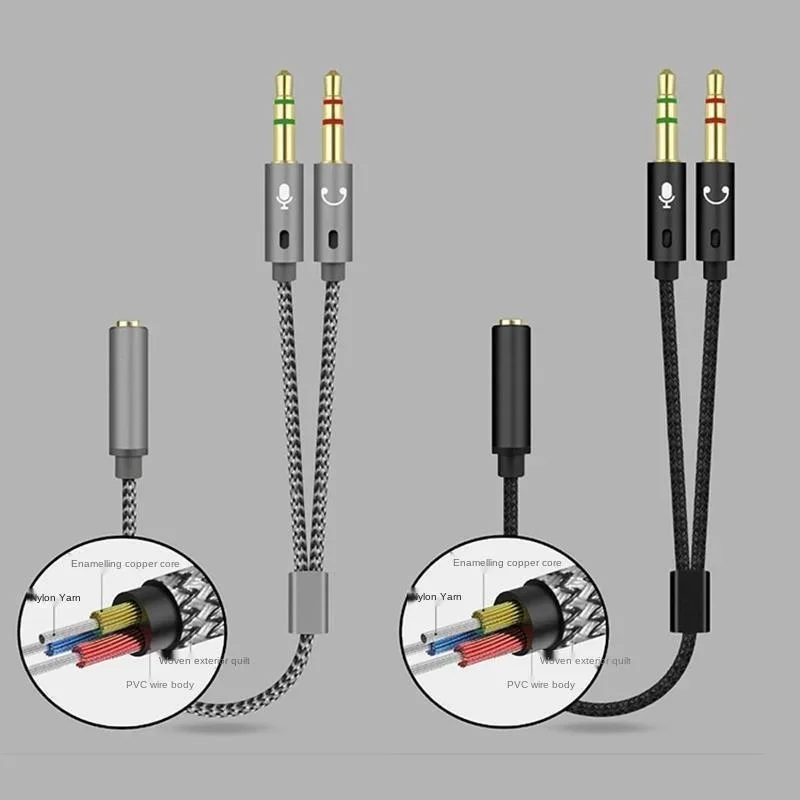 Y Splitter Headphone for Computer 3.5mm 1 Female to 2 Male 3.5mm Mic Audio Y Splitter Cable Headset to PC Adapter AUX Cable