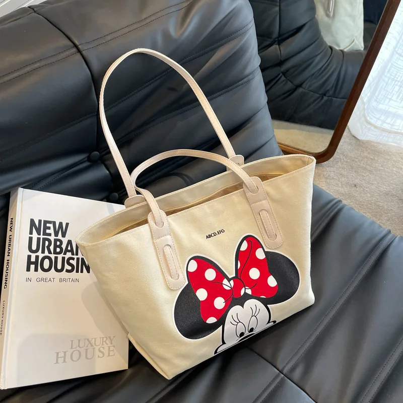 Disney Mickey New Canvas Handbag Luxury Brand Women's Shoulder Bag Large Capacity High Quality Fashion Travel Storage Bag