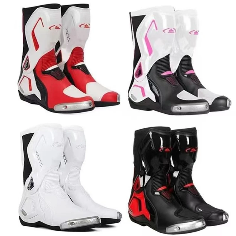 Motorcycle Riding Boots Men's Cowhide Waterproof Mid-Calf Boot for Riding Perfect Motocross Motorbike Bota for All Seasons
