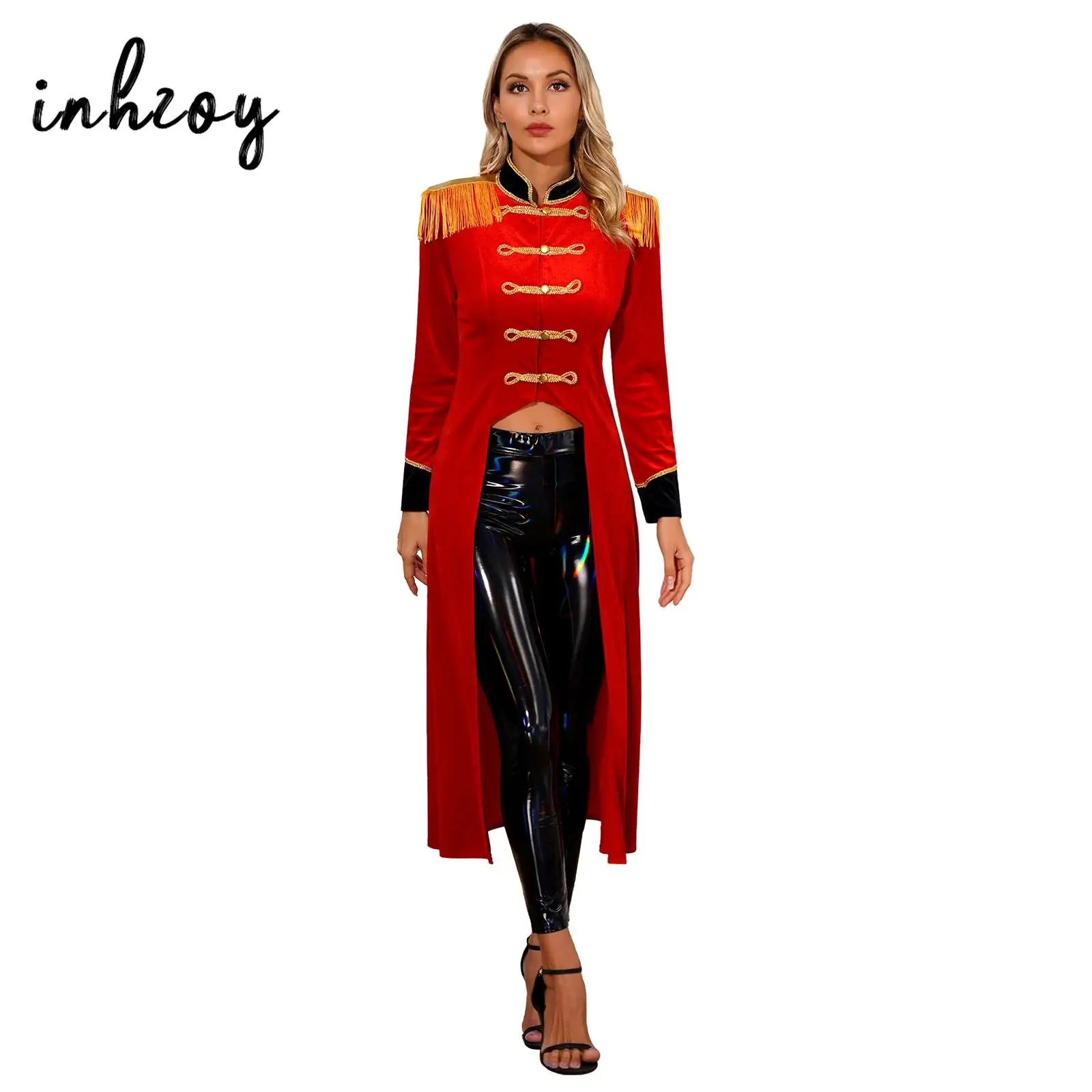 여성용 링마스터 서커스 쇼맨 코스튬 라이온 테이머 재킷, 테일코트 벨벳 코트, 할로윈 카니발 코스프레 공연 의상 Best5 여성용 링마스터 서커스 쇼맨 코스튬 라이온 테이머 재킷, 테일코트 벨벳 코트, 할로윈 카니발 코스프레 공연 의상 Best5