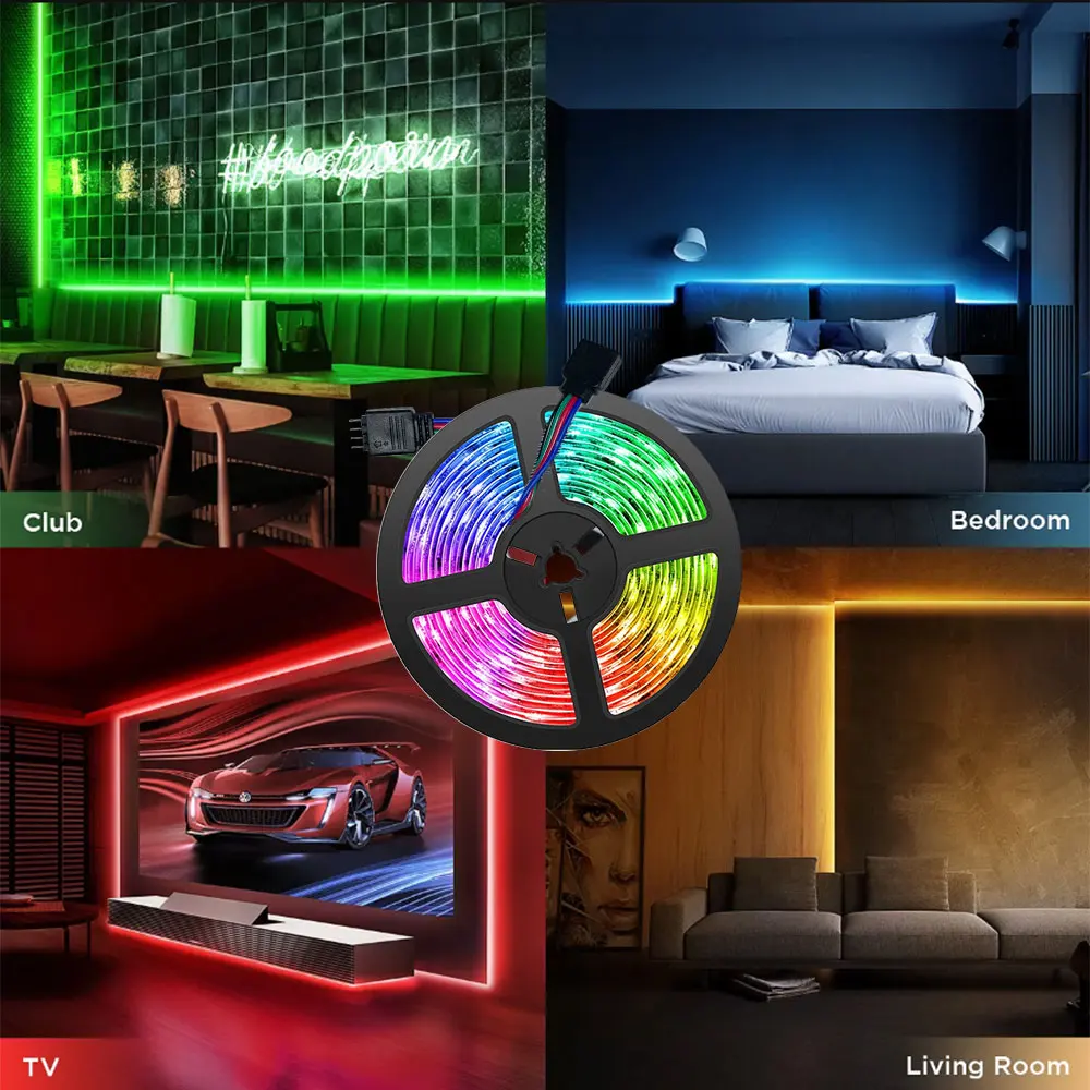 Light Strip Lotus Lantern Smart Bluetooth 5M 12V 5050 RGB LED APP Remote Control For Living room bedroom gaming room smart led strip light