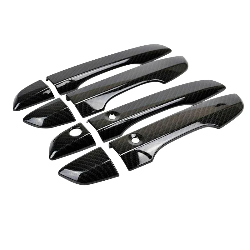 

8 шт. черная Обложка для дверной ручки автомобиля из углеродного волокна, облицовка, отделка для Honda Civic 2016 2017 2018-2020, декоративные наклейки для автостайлинга