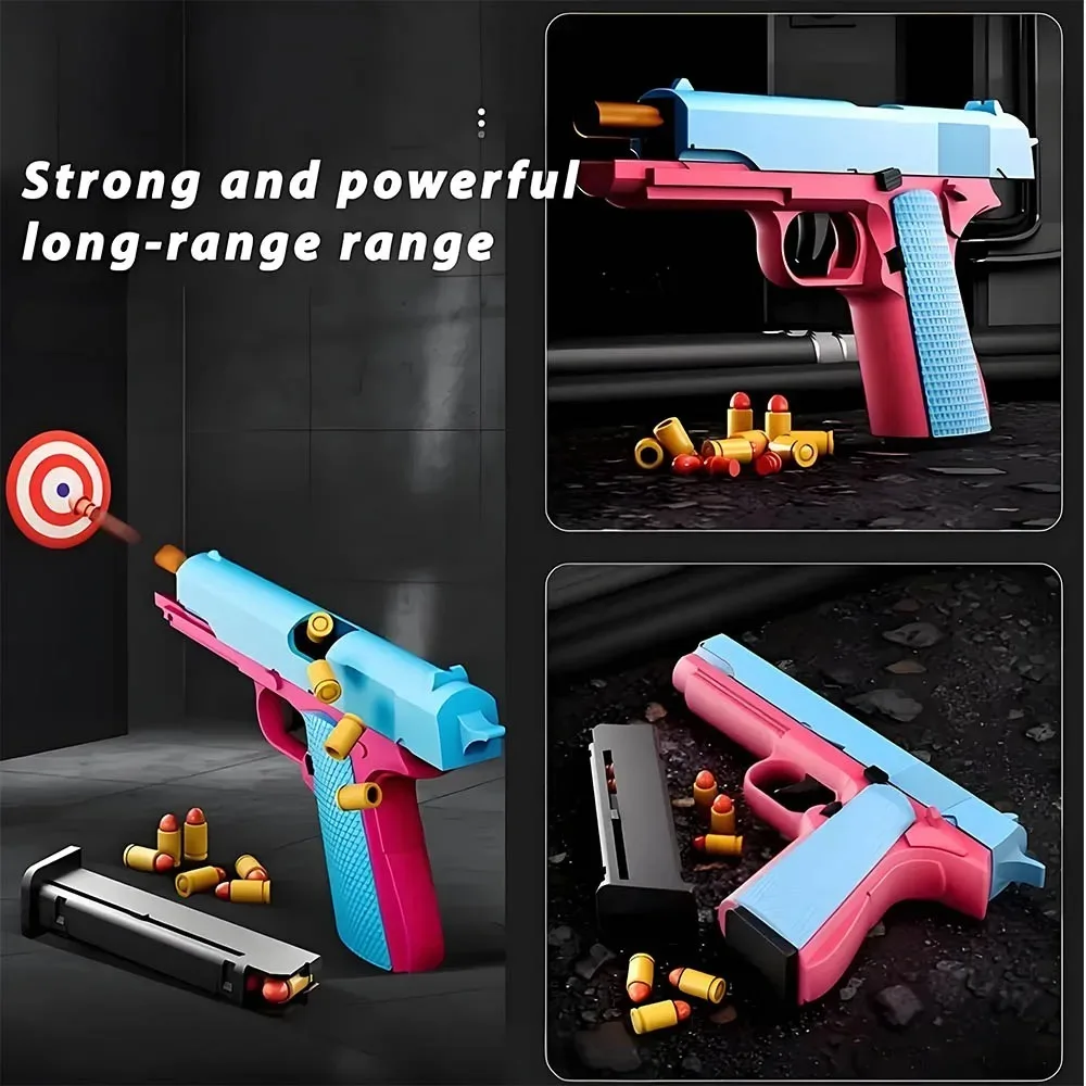 Colt 1911 Shell Soft-Bullet Gun kann aufgefeuert werden, Spielzeugpistole, vollautomatische Pistolenschießspiele für Jungen und Kinder, Weihnachtsgeschenk – Detail 4