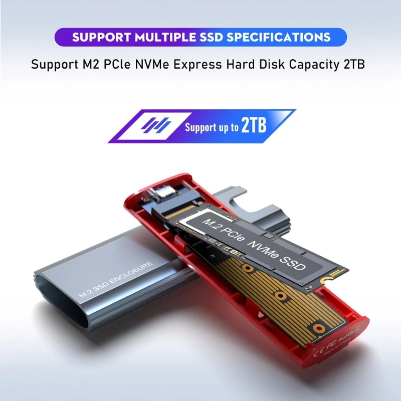 SSD 케이스 박스 지원 NVME PCIE USB Type-C 3.1 하드 드라이브 디스크 박스용 SSD 어댑터 SSD 케이스 인클로저