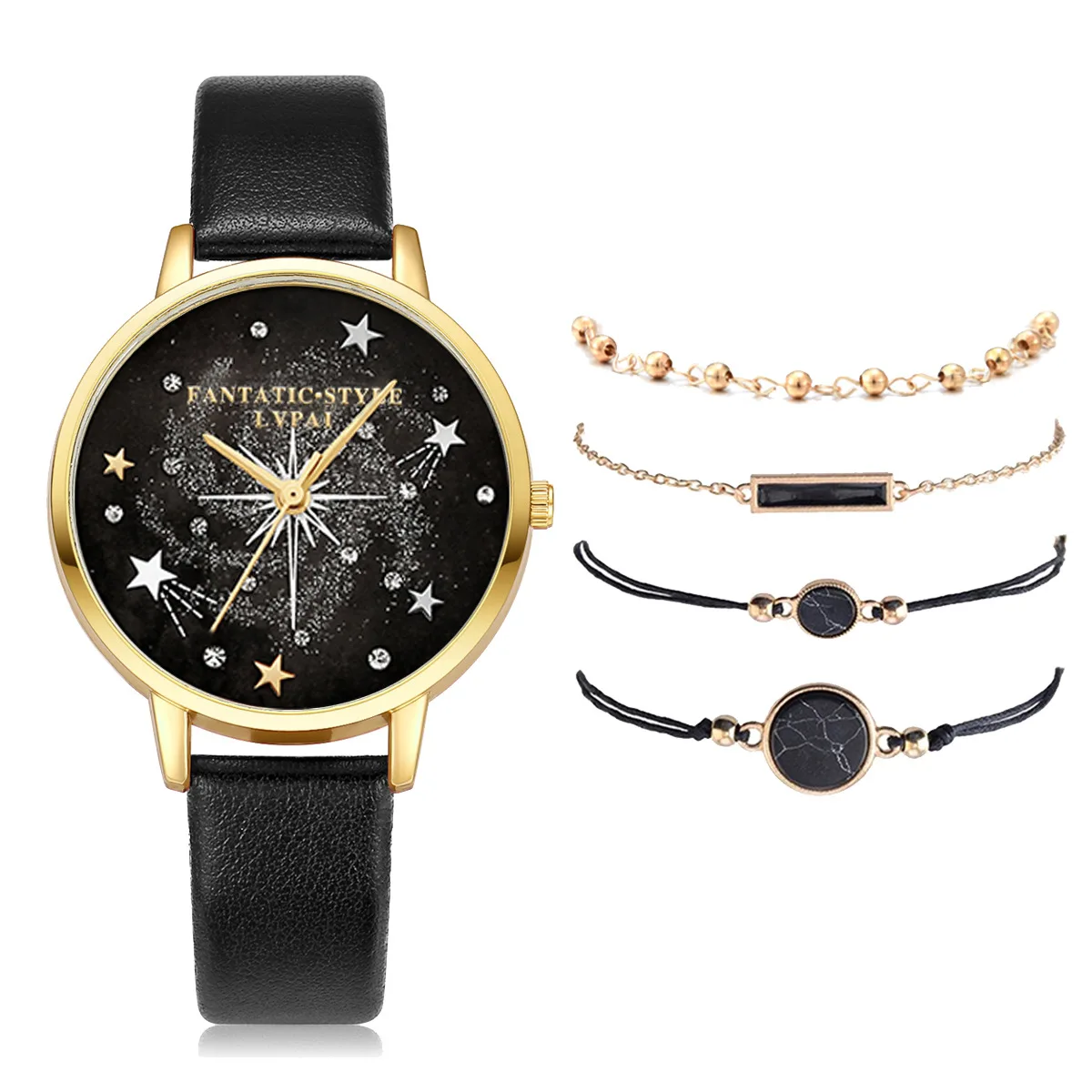 

2022 New Starry Sky Watch For Women Fashion Leather Quartz Ladies Watches Bracelet 5pcs Set Female Gift Casual Luxury Wristwatch