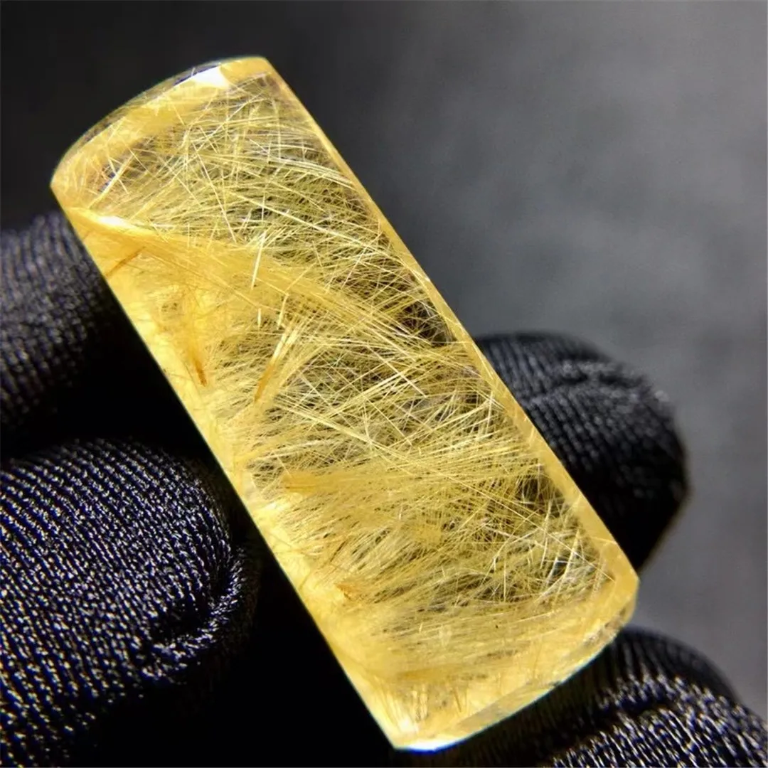 

Natural Gold Hair Rutilated Quartz Necklace Pendant Jewelry For Woman Man Wealth Luck Gift Crystal 28x12x8mm Beads AAAAA