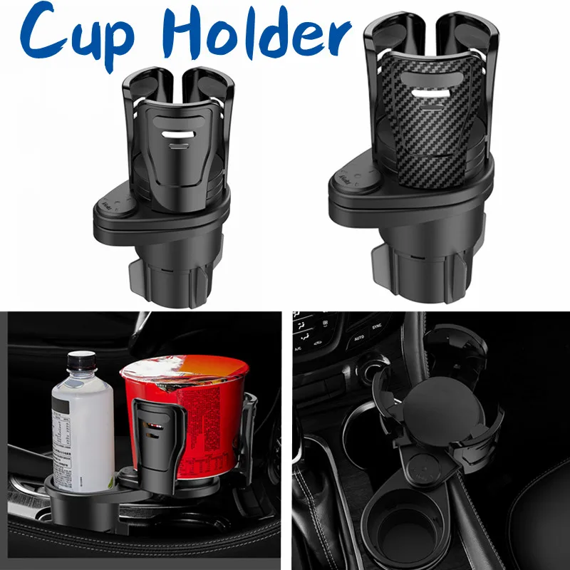 NSTART Car Cup Holder Adapter Organizer with Adjustable Base,Extra Auto Cup  Holders Expander,Unique 2 in 1 Design Soft Drink Can Coffee Bottles