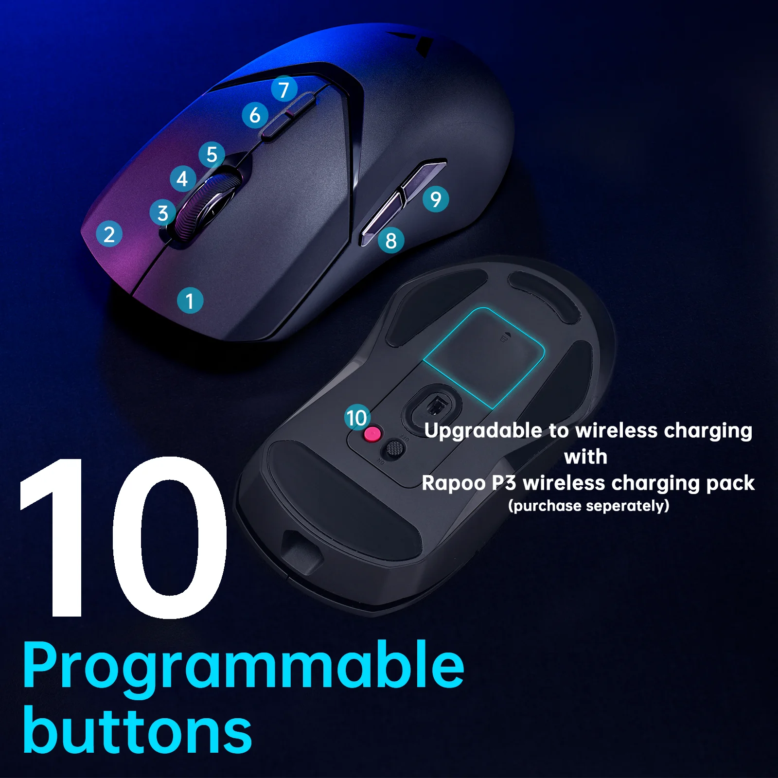 Rapoo Wireless Gaming Mouse Esports Grade 68g Ultra-leve 26000dpi Botões Óptico Paw3398 Computador Laptop pc - Imagem 2