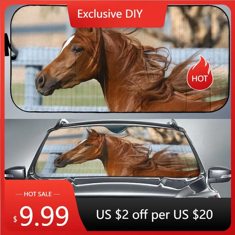 

Chestnut Arab Horse Sunshade for Car Windshield