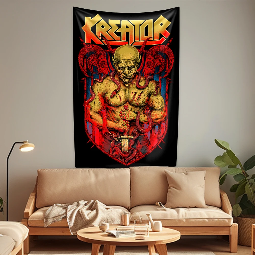 Tapestry Decorations German Thrash Metal Band Tapestry Kreators Printed Rock Music Wall Hanging