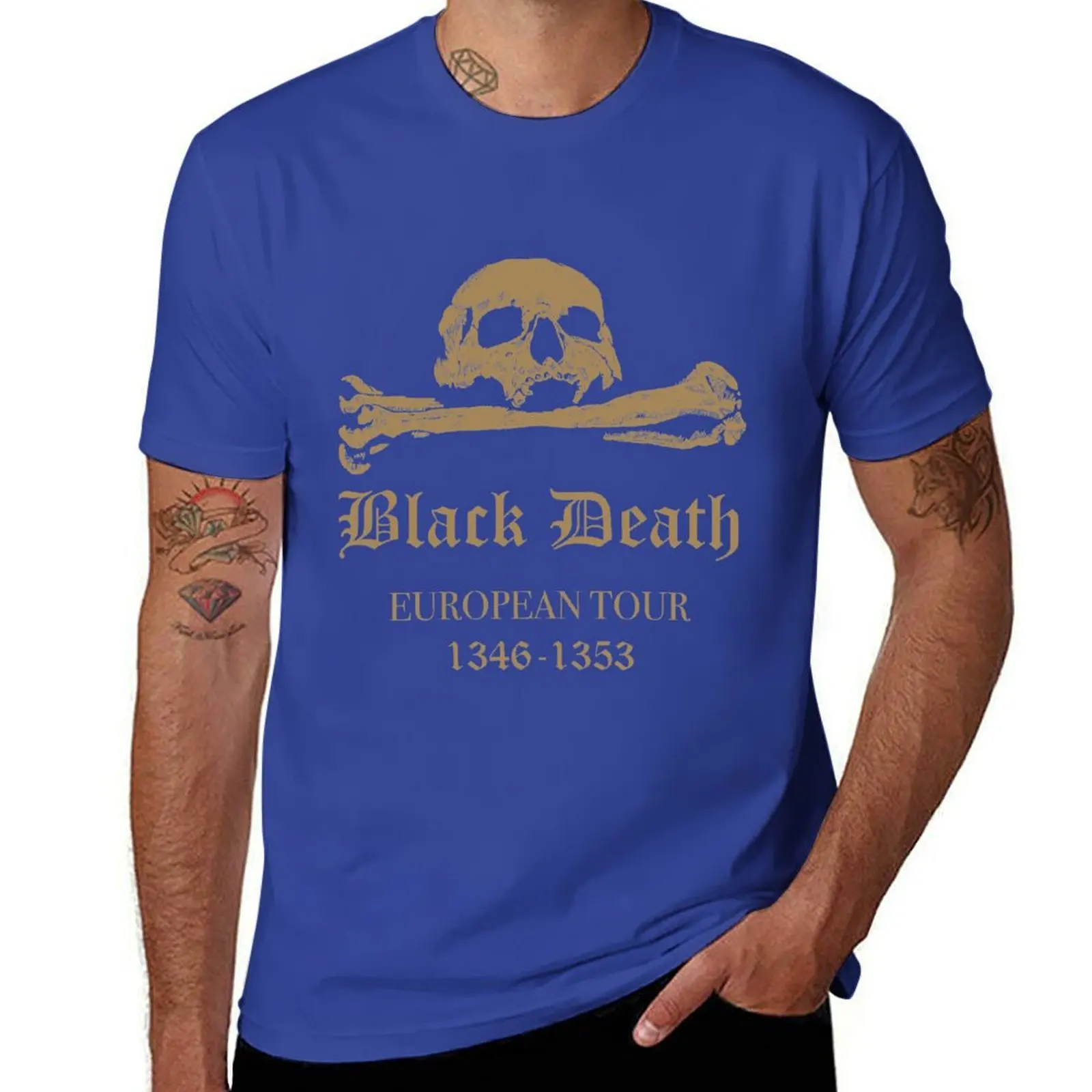 European Tour Custom Design Black T-Shirt - Men's Plus Size Slim Fit